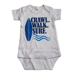 Crawl Walk Surf Baby Onsie New in Package Sz 6-12 Months